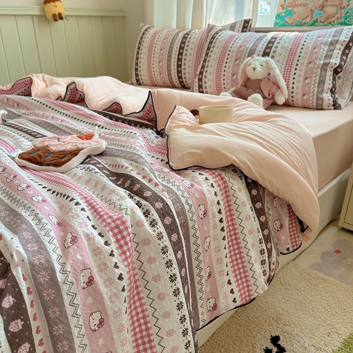 91家纺网 家纺一手货源 找家纺 几禾 2026新款泡芙纱单夏被夏凉被空调被-凉糖系列（凉而不冰的触感，清凉与柔软兼得） 凉糖-猫咪集 粉