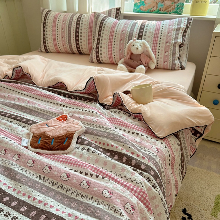 91家纺网 家纺一手货源 找家纺 几禾 2026新款泡芙纱单夏被夏凉被空调被-凉糖系列（凉而不冰的触感，清凉与柔软兼得） 凉糖-猫咪集 粉