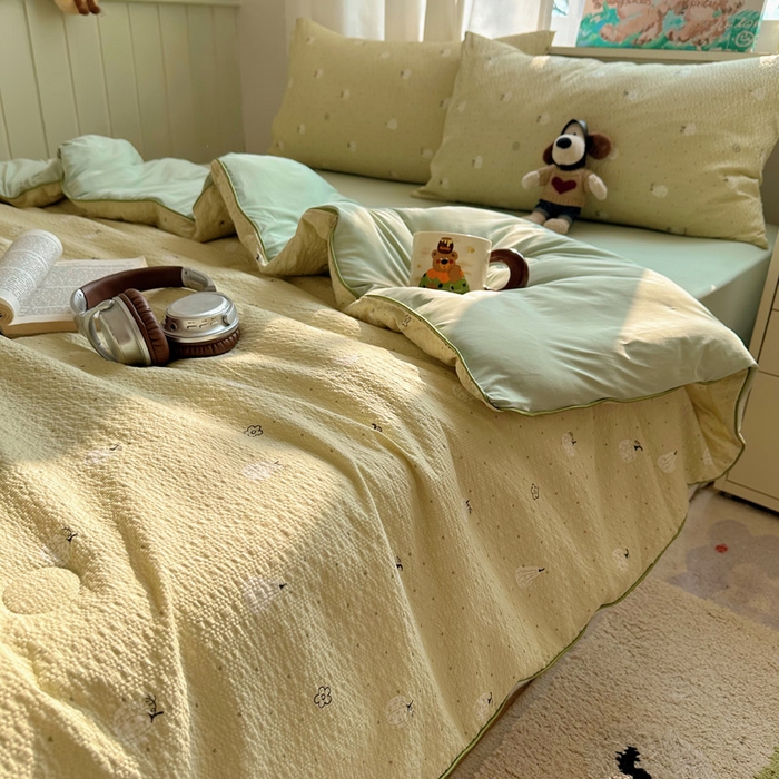 91家纺网 家纺一手货源 找家纺 几禾 2026新款泡芙纱单夏被夏凉被空调被-凉糖系列（凉而不冰的触感，清凉与柔软兼得） 凉糖-抹茶南瓜