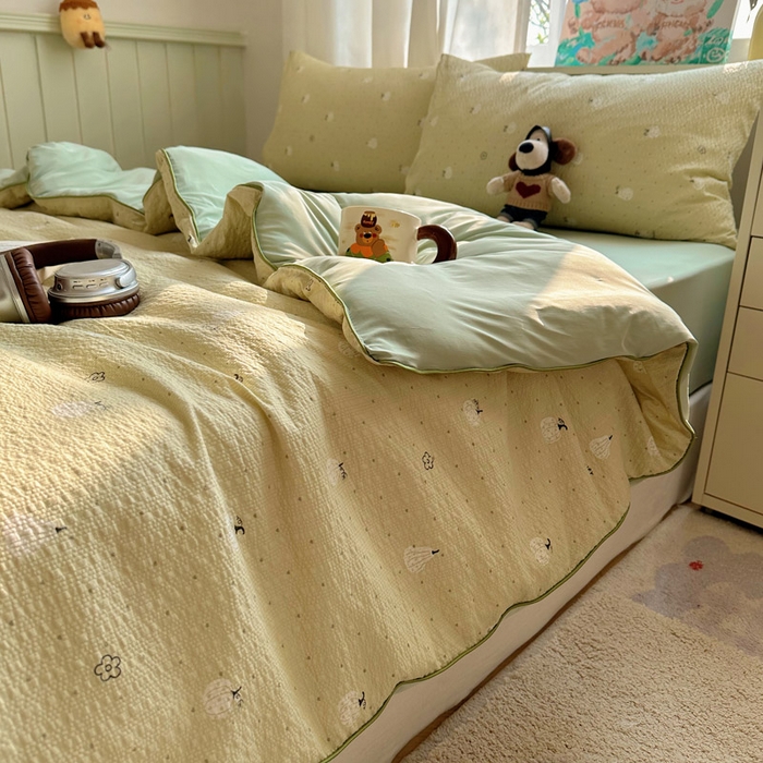 91家纺网 家纺一手货源 找家纺 几禾 2026新款泡芙纱单夏被夏凉被空调被-凉糖系列（凉而不冰的触感，清凉与柔软兼得） 凉糖-抹茶南瓜