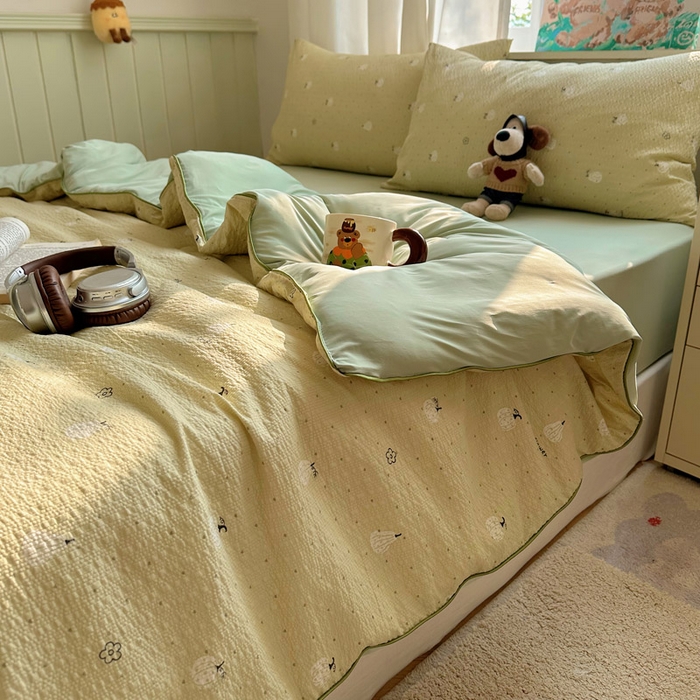 91家纺网 家纺一手货源 找家纺 几禾 2026新款泡芙纱单夏被夏凉被空调被-凉糖系列（凉而不冰的触感，清凉与柔软兼得） 凉糖-抹茶南瓜