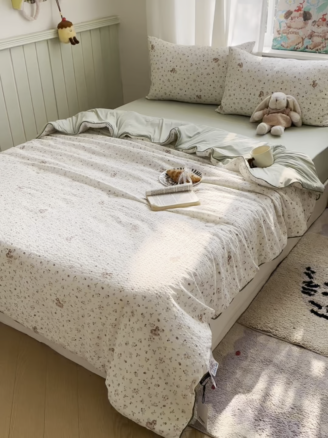 91家纺网 家纺一手货源 找家纺 几禾 2026新款泡芙纱单夏被夏凉被空调被-凉糖系列（凉而不冰的触感，清凉与柔软兼得） 凉糖-木马小花团