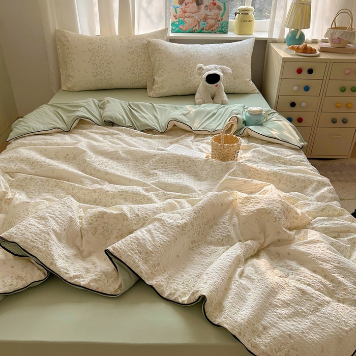 91家纺网 家纺一手货源 找家纺 几禾 2026新款泡芙纱单夏被夏凉被空调被-凉糖系列（凉而不冰的触感，清凉与柔软兼得） 凉糖-浅夏花信