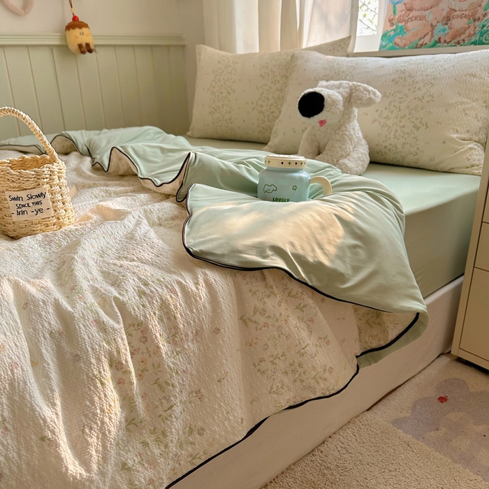 91家纺网 家纺一手货源 找家纺 几禾 2026新款泡芙纱单夏被夏凉被空调被-凉糖系列（凉而不冰的触感，清凉与柔软兼得） 凉糖-浅夏花信