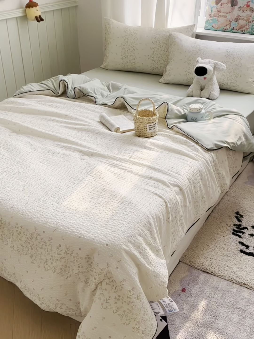 91家纺网 家纺一手货源 找家纺 几禾 2026新款泡芙纱单夏被夏凉被空调被-凉糖系列（凉而不冰的触感，清凉与柔软兼得） 凉糖-浅夏花信