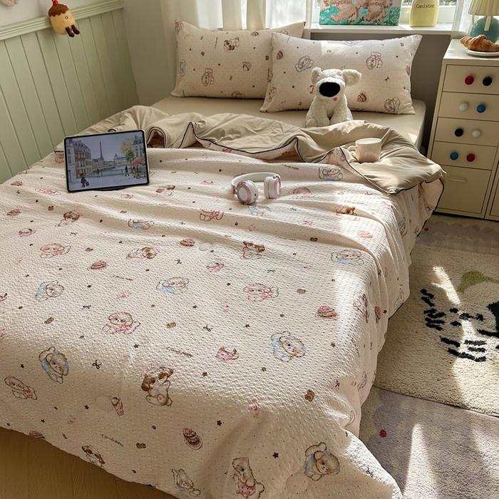 91家纺网 家纺一手货源 找家纺 几禾 2026新款泡芙纱单夏被夏凉被空调被-凉糖系列（凉而不冰的触感，清凉与柔软兼得） 凉糖-甜品萌宠