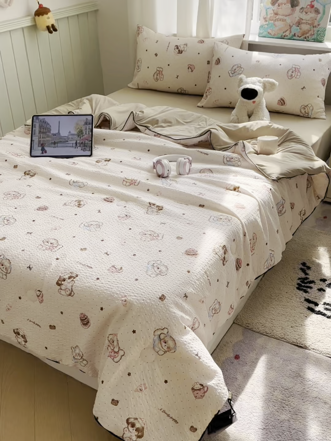 91家纺网 家纺一手货源 找家纺 几禾 2026新款泡芙纱单夏被夏凉被空调被-凉糖系列（凉而不冰的触感，清凉与柔软兼得） 凉糖-甜品萌宠