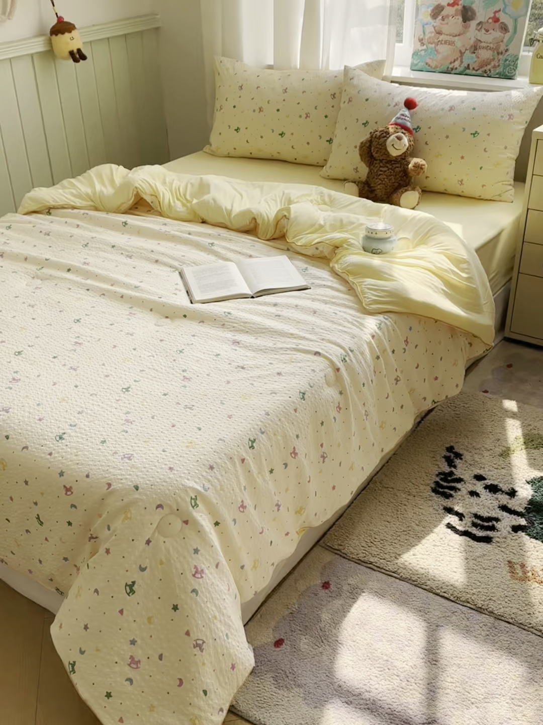 91家纺网 家纺一手货源 找家纺 几禾 2026新款泡芙纱单夏被夏凉被空调被-凉糖系列（凉而不冰的触感，清凉与柔软兼得） 凉糖-摇摇木马