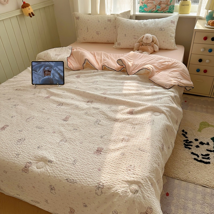 91家纺网 家纺一手货源 找家纺 几禾 2026新款泡芙纱单夏被夏凉被空调被-凉糖系列（凉而不冰的触感，清凉与柔软兼得） 凉糖-悦悦小兔