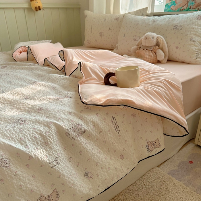 91家纺网 家纺一手货源 找家纺 几禾 2026新款泡芙纱单夏被夏凉被空调被-凉糖系列（凉而不冰的触感，清凉与柔软兼得） 凉糖-悦悦小兔