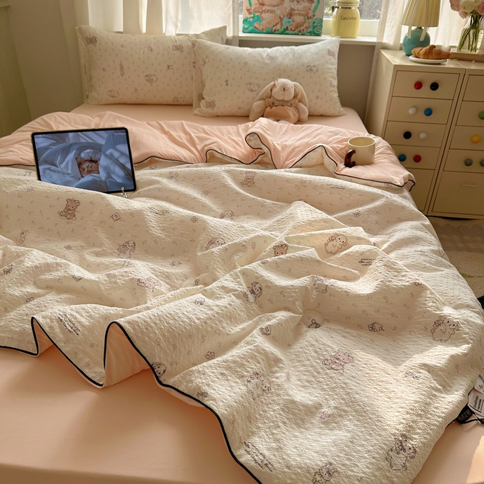 91家纺网 家纺一手货源 找家纺 几禾 2026新款泡芙纱单夏被夏凉被空调被-凉糖系列（凉而不冰的触感，清凉与柔软兼得） 凉糖-悦悦小兔