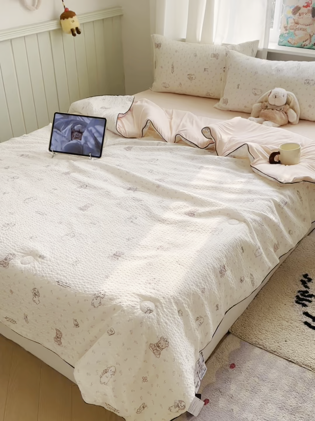 91家纺网 家纺一手货源 找家纺 几禾 2026新款泡芙纱单夏被夏凉被空调被-凉糖系列（凉而不冰的触感，清凉与柔软兼得） 凉糖-悦悦小兔