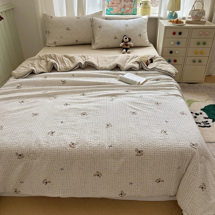 91家纺网 家纺一手货源 找家纺 几禾 2026新款泡芙纱单夏被夏凉被空调被-凉糖系列（凉而不冰的触感，清凉与柔软兼得） 凉糖-织纹木马迹