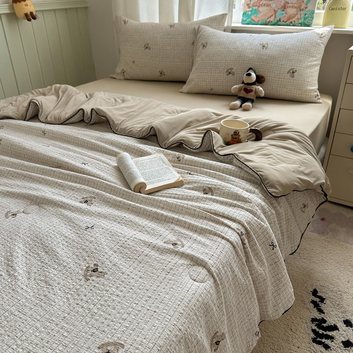 91家纺网 家纺一手货源 找家纺 几禾 2026新款泡芙纱单夏被夏凉被空调被-凉糖系列（凉而不冰的触感，清凉与柔软兼得） 凉糖-织纹木马迹