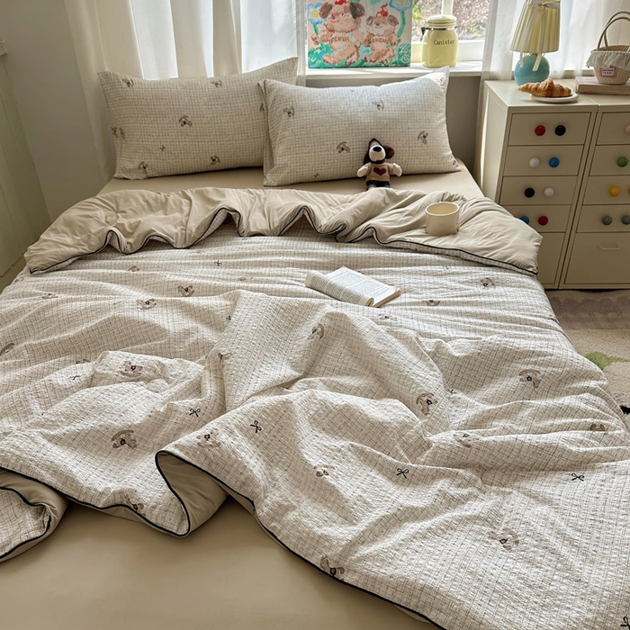 91家纺网 家纺一手货源 找家纺 几禾 2026新款泡芙纱单夏被夏凉被空调被-凉糖系列（凉而不冰的触感，清凉与柔软兼得） 凉糖-织纹木马迹