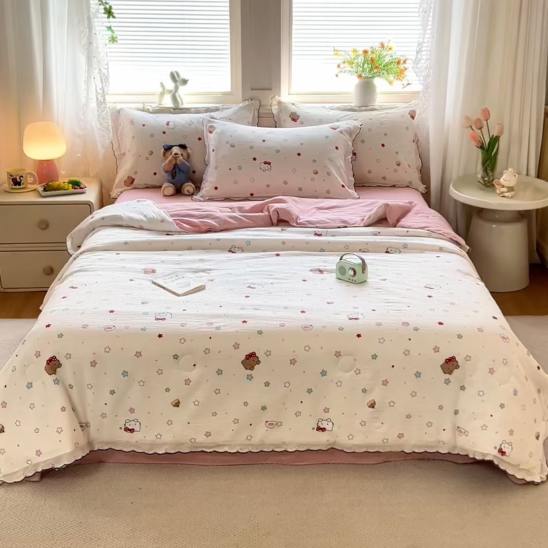 91家纺网 家纺一手货源 找家纺 （总）梦纤绒 2026新款法式全棉花边夏被夏凉被空调被四件套