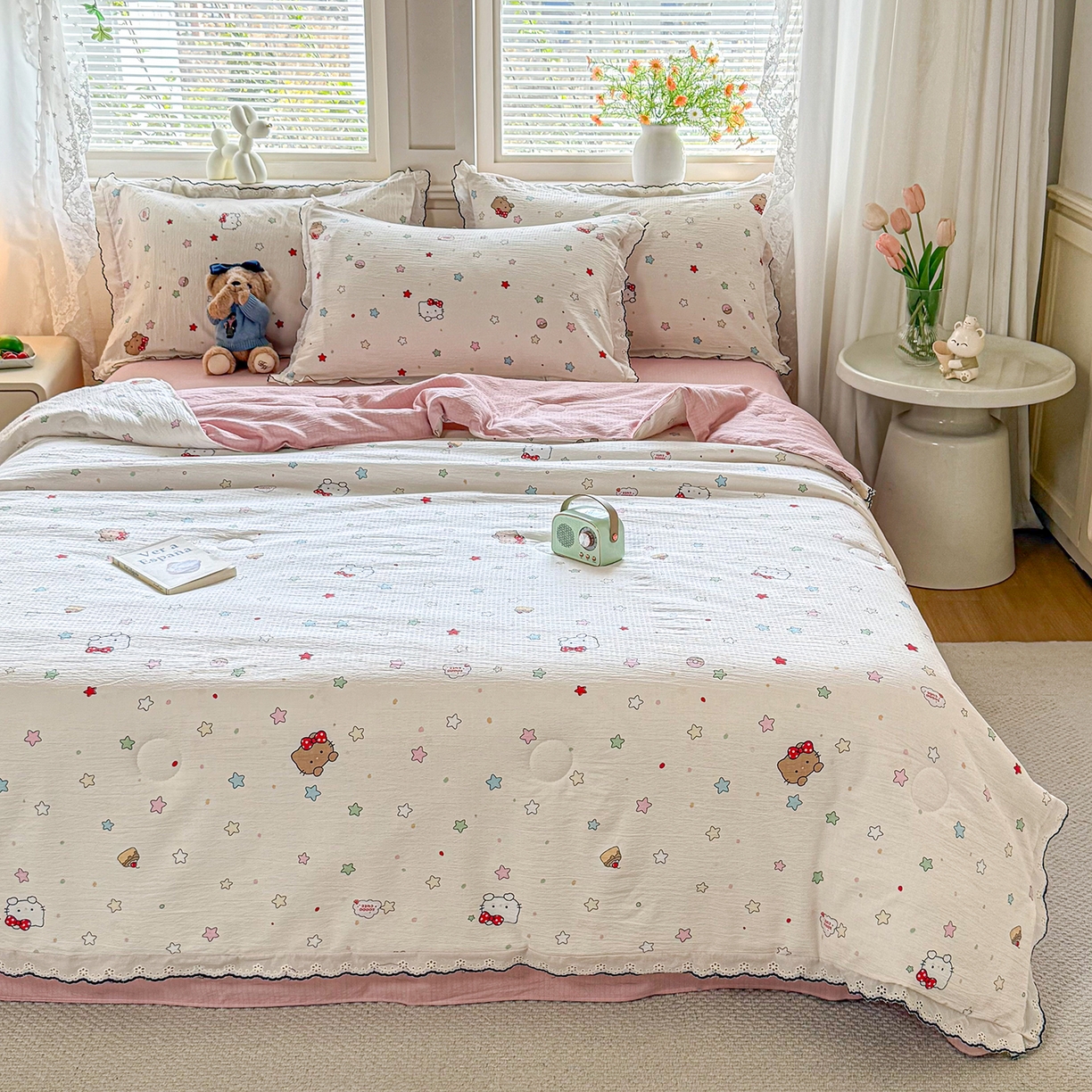 91家纺网 家纺一手货源 找家纺 （总）梦纤绒 2026新款法式全棉花边夏被夏凉被空调被四件套