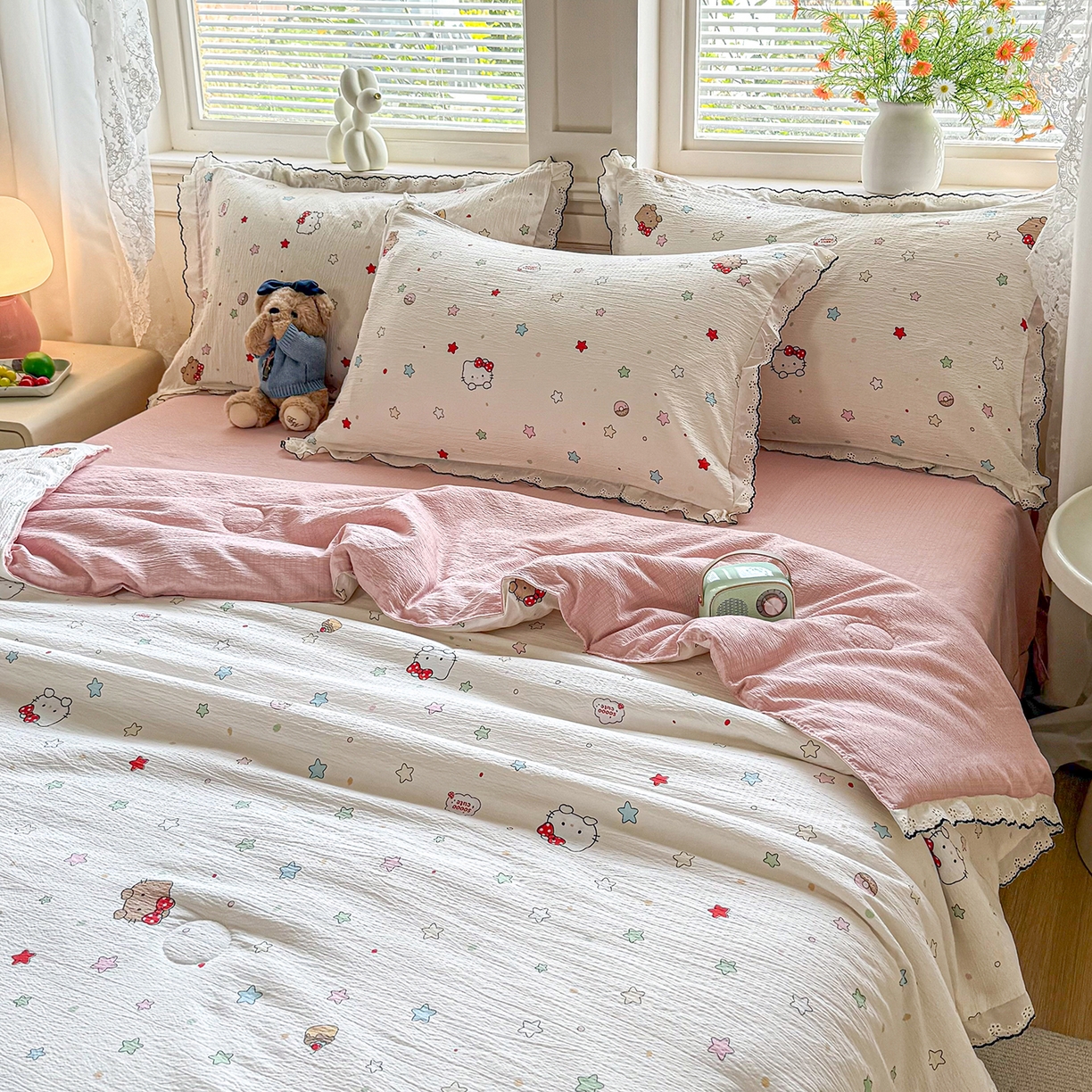 91家纺网 家纺一手货源 找家纺 （总）梦纤绒 2026新款法式全棉花边夏被夏凉被空调被四件套