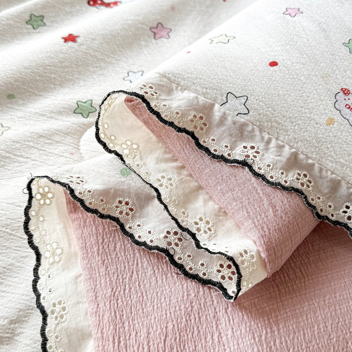 91家纺网 家纺一手货源 找家纺 （总）梦纤绒 2026新款法式全棉花边夏被夏凉被空调被四件套