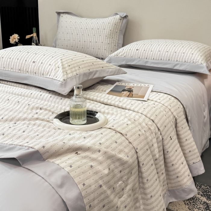 91家纺网 家纺一手货源 找家纺 新款凉感天丝棉夏被夏凉被空调被夏被四件套系列 灰点点