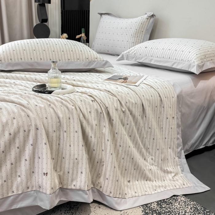 新款凉感天丝棉夏被夏凉被空调被夏被四件套系列 灰点点