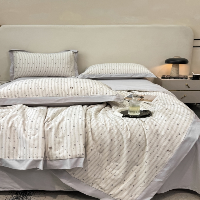 91家纺网 家纺一手货源 找家纺 新款凉感天丝棉夏被夏凉被空调被夏被四件套系列 灰点点