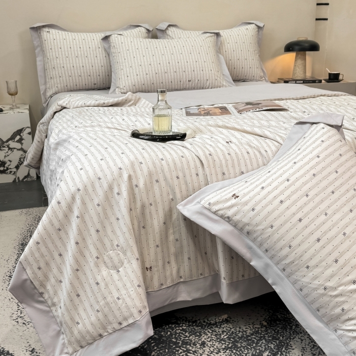 91家纺网 家纺一手货源 找家纺 新款凉感天丝棉夏被夏凉被空调被夏被四件套系列 灰点点