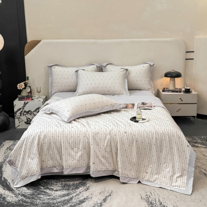 91家纺网 家纺一手货源 找家纺 新款凉感天丝棉夏被夏凉被空调被夏被四件套系列 灰点点