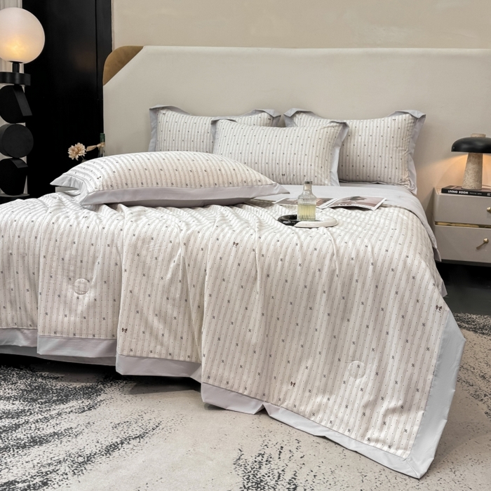 91家纺网 家纺一手货源 找家纺 新款凉感天丝棉夏被夏凉被空调被夏被四件套系列 灰点点