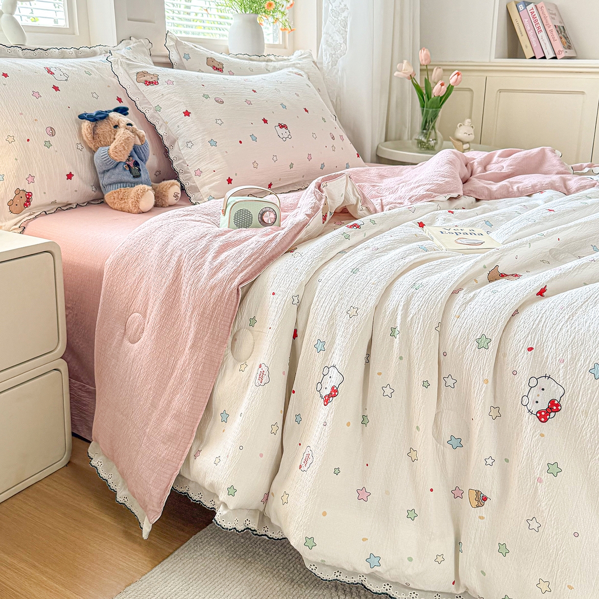 91家纺网 家纺一手货源 找家纺 （总）梦纤绒 2026新款法式全棉花边夏被夏凉被空调被四件套