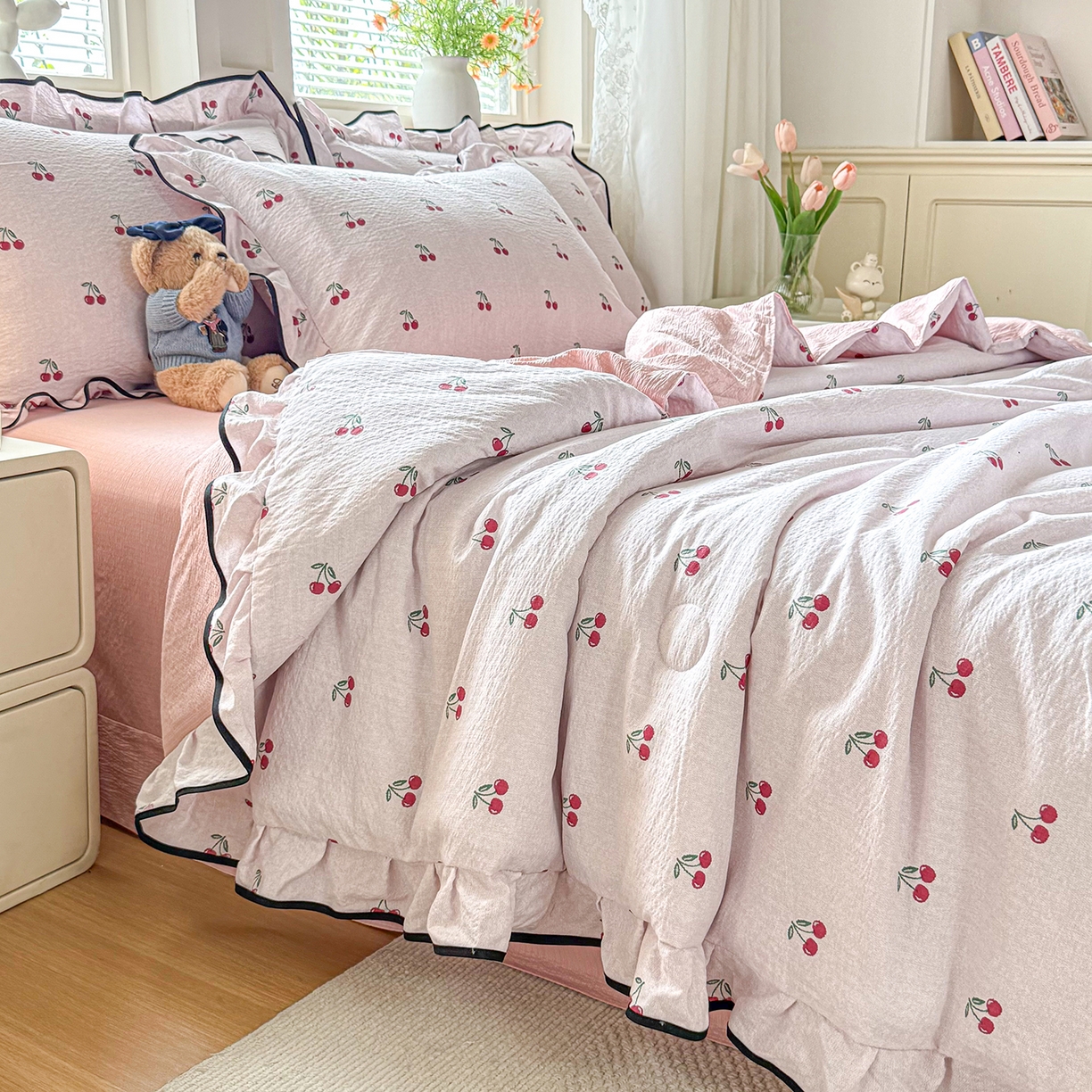 91家纺网 家纺一手货源 找家纺 （总）梦纤绒 2026新款法式全棉花边夏被夏凉被空调被四件套