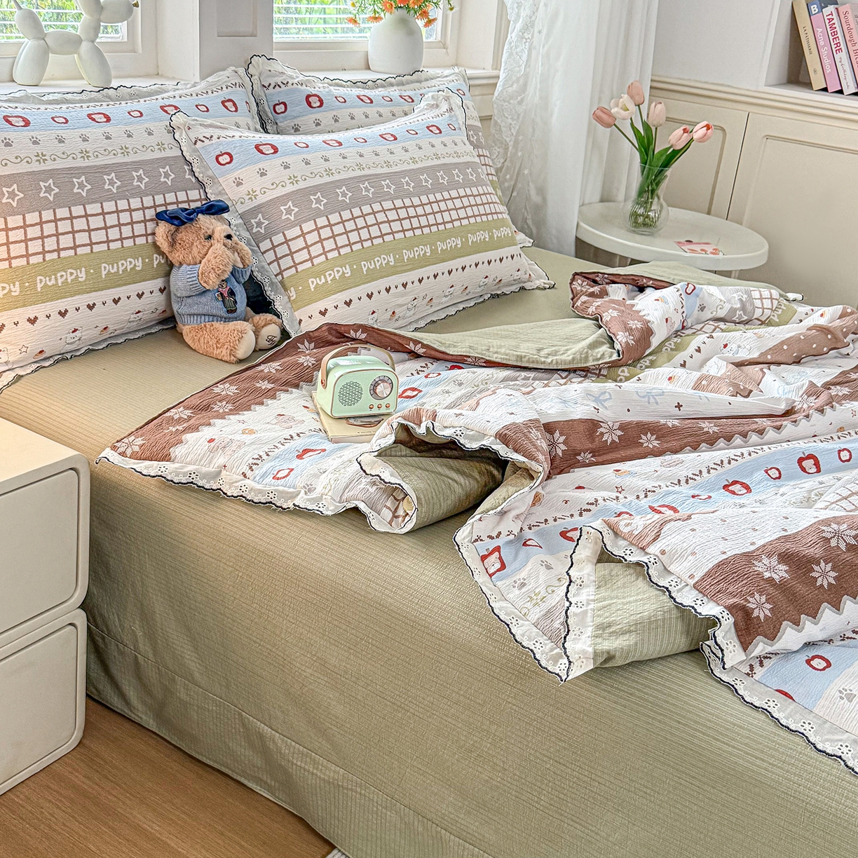 91家纺网 家纺一手货源 找家纺 （总）梦纤绒 2026新款法式全棉花边夏被夏凉被空调被四件套