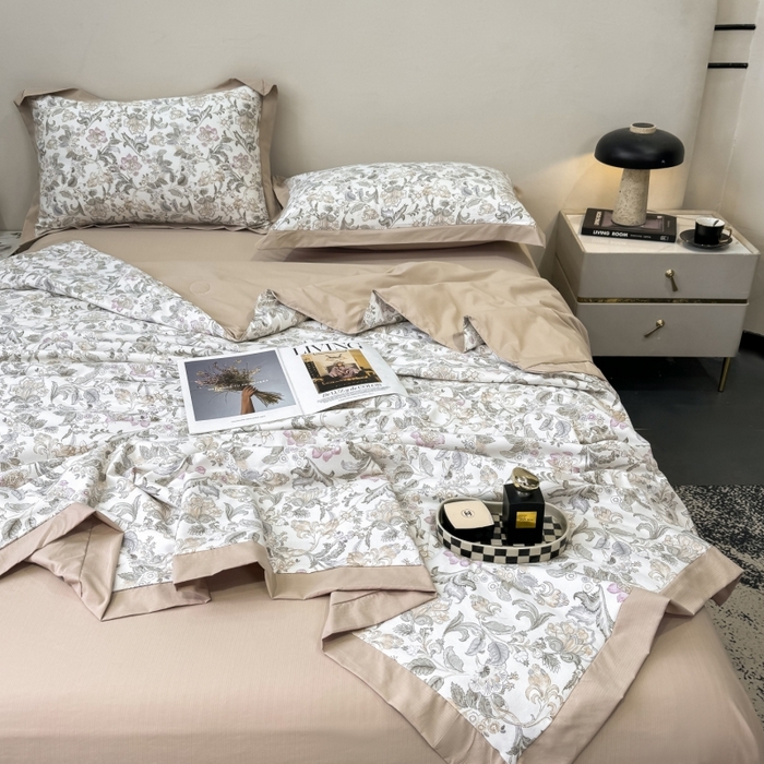 91家纺网 家纺一手货源 找家纺 新款凉感天丝棉夏被夏凉被空调被夏被四件套系列 凯西亚