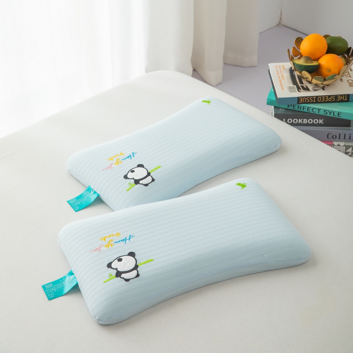 91家纺网 家纺一手货源 找家纺 九州枕芯 2026新款针织棉儿童记忆枕枕头枕芯 蓝色