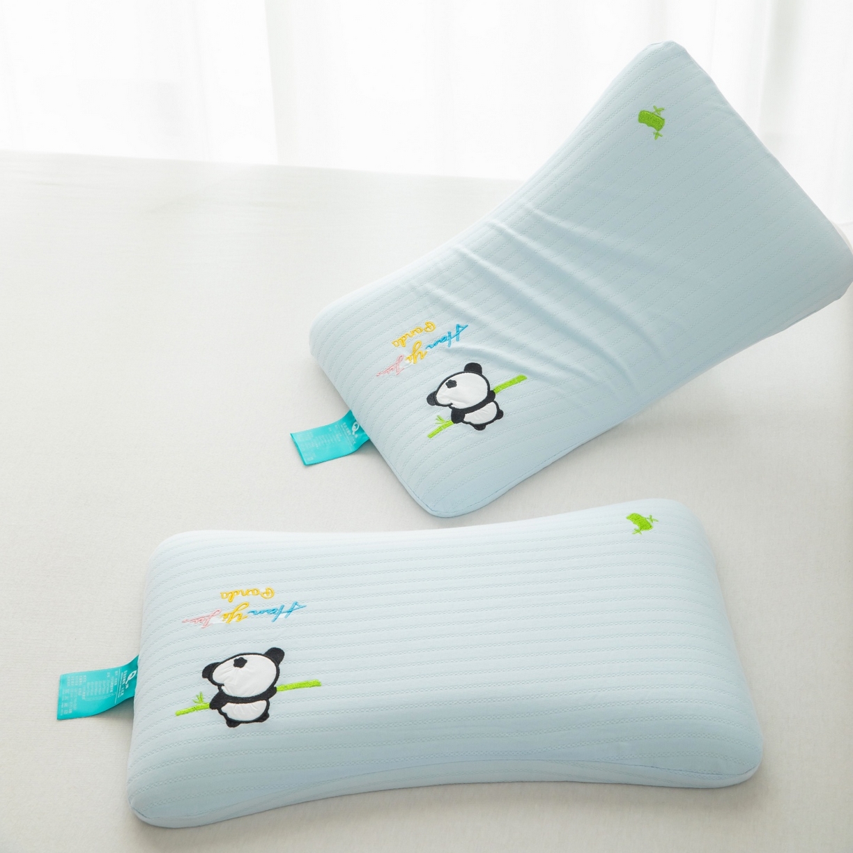 91家纺网 家纺一手货源 找家纺 九州枕芯 2026新款针织棉儿童记忆枕枕头枕芯 蓝色