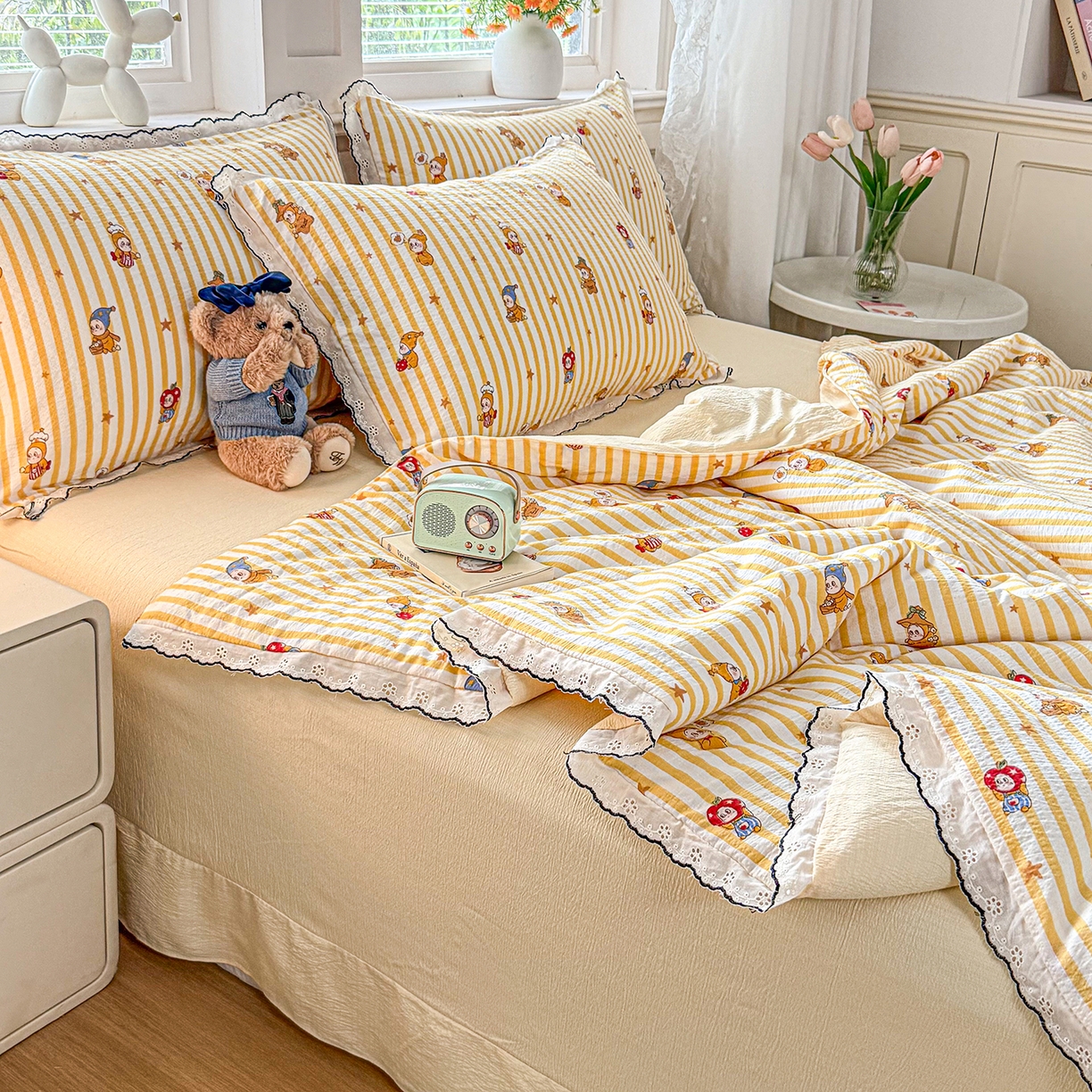 91家纺网 家纺一手货源 找家纺 （总）梦纤绒 2026新款法式全棉花边夏被夏凉被空调被四件套