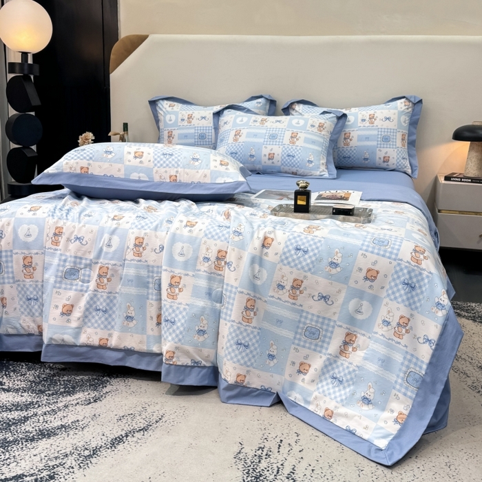 91家纺网 家纺一手货源 找家纺 新款凉感天丝棉夏被夏凉被空调被夏被四件套系列 礼物熊