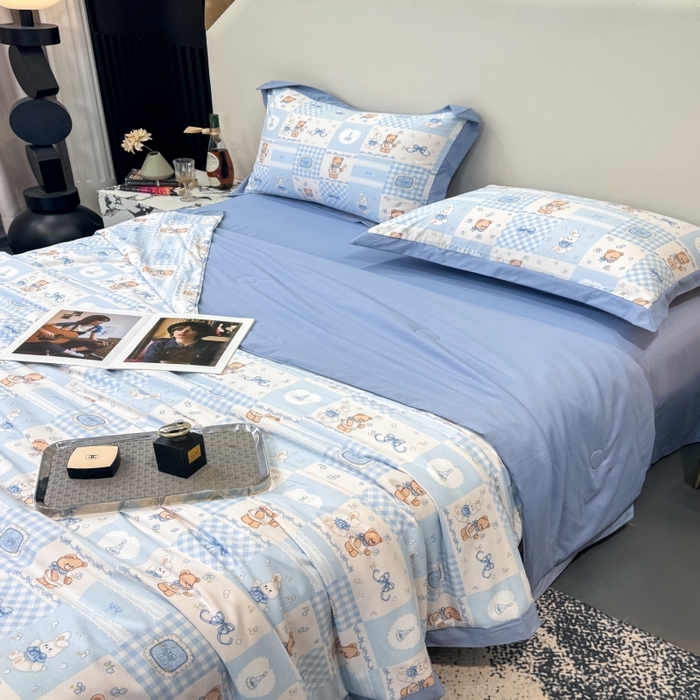 91家纺网 家纺一手货源 找家纺 新款凉感天丝棉夏被夏凉被空调被夏被四件套系列 礼物熊