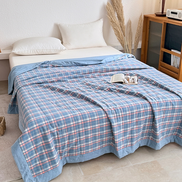 91家纺网 家纺一手货源 找家纺 家贝爱 2026新款全棉色织新疆棉花夏被夏凉被空调被 海蓝格