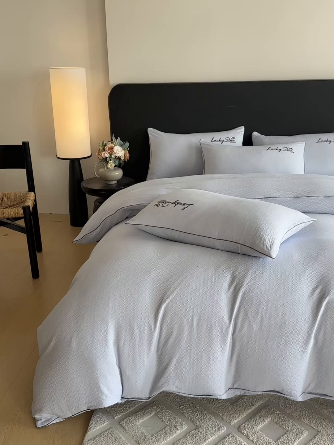 91家纺网 家纺一手货源 找家纺 （总）利欧 2026新款水洗棉四件套提花四件套刺绣四件套-幸运