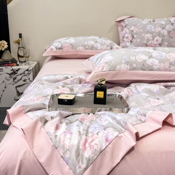 91家纺网 家纺一手货源 找家纺 新款凉感天丝棉夏被夏凉被空调被夏被四件套系列 莫奈花（灰）