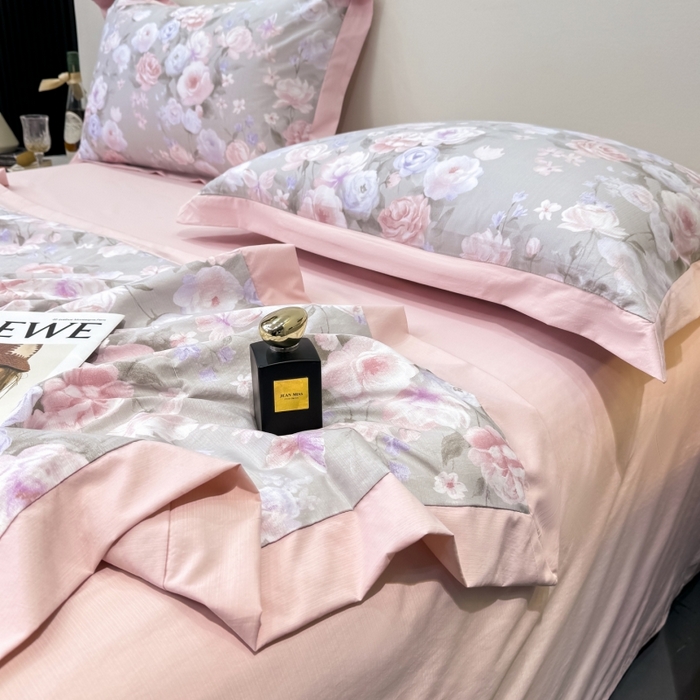 91家纺网 家纺一手货源 找家纺 新款凉感天丝棉夏被夏凉被空调被夏被四件套系列 莫奈花（灰）