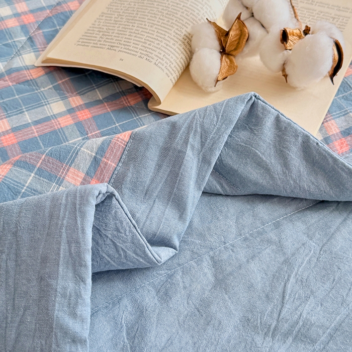 91家纺网 家纺一手货源 找家纺 家贝爱 2026新款全棉色织新疆棉花夏被夏凉被空调被 海蓝格