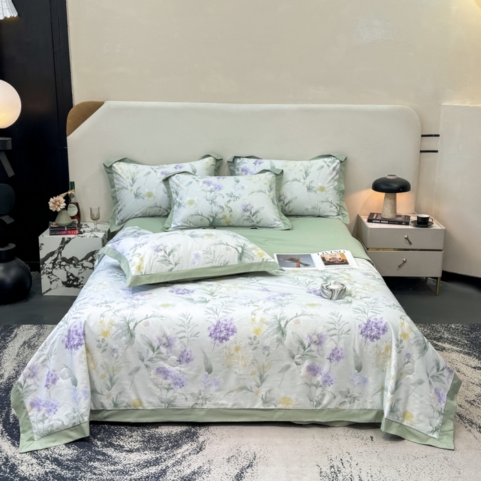 91家纺网 家纺一手货源 找家纺 新款凉感天丝棉夏被夏凉被空调被夏被四件套系列 浅野绿