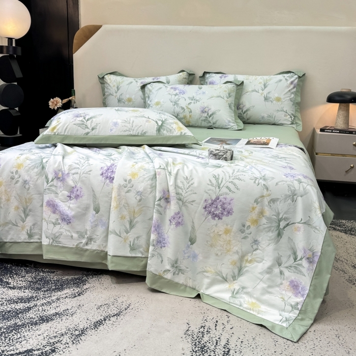 91家纺网 家纺一手货源 找家纺 新款凉感天丝棉夏被夏凉被空调被夏被四件套系列 浅野绿