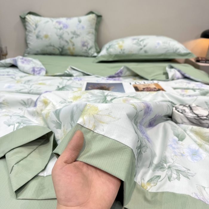 91家纺网 家纺一手货源 找家纺 新款凉感天丝棉夏被夏凉被空调被夏被四件套系列 浅野绿