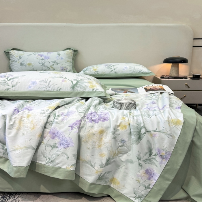 91家纺网 家纺一手货源 找家纺 新款凉感天丝棉夏被夏凉被空调被夏被四件套系列 浅野绿