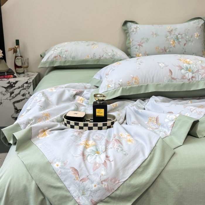 91家纺网 家纺一手货源 找家纺 新款凉感天丝棉夏被夏凉被空调被夏被四件套系列 青禾花