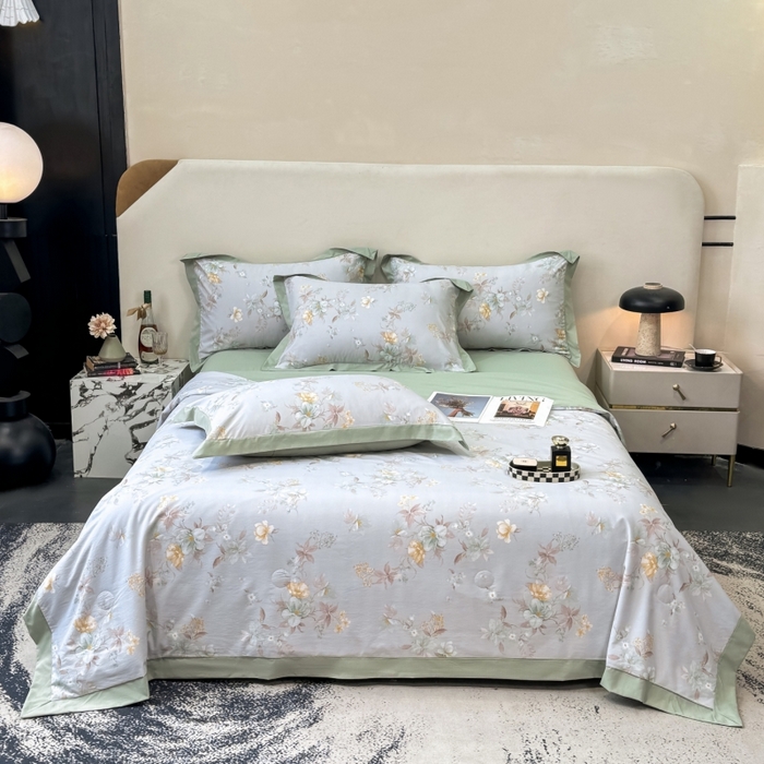 91家纺网 家纺一手货源 找家纺 新款凉感天丝棉夏被夏凉被空调被夏被四件套系列 青禾花