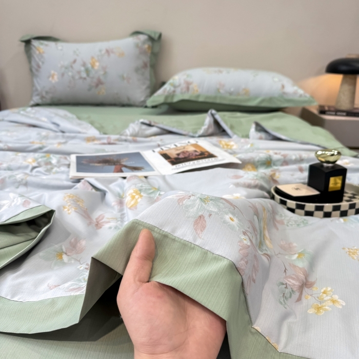 91家纺网 家纺一手货源 找家纺 新款凉感天丝棉夏被夏凉被空调被夏被四件套系列 青禾花